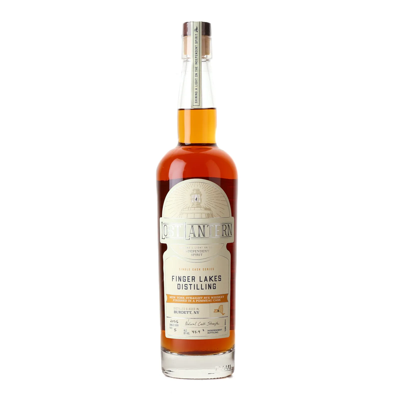 Finger Lakes Distilling Private Barrel Selection 4 Year Old, Bourbon & New Charred Oak Cask, Cask #5, Lost Lantern, 45.9% whisky bottle