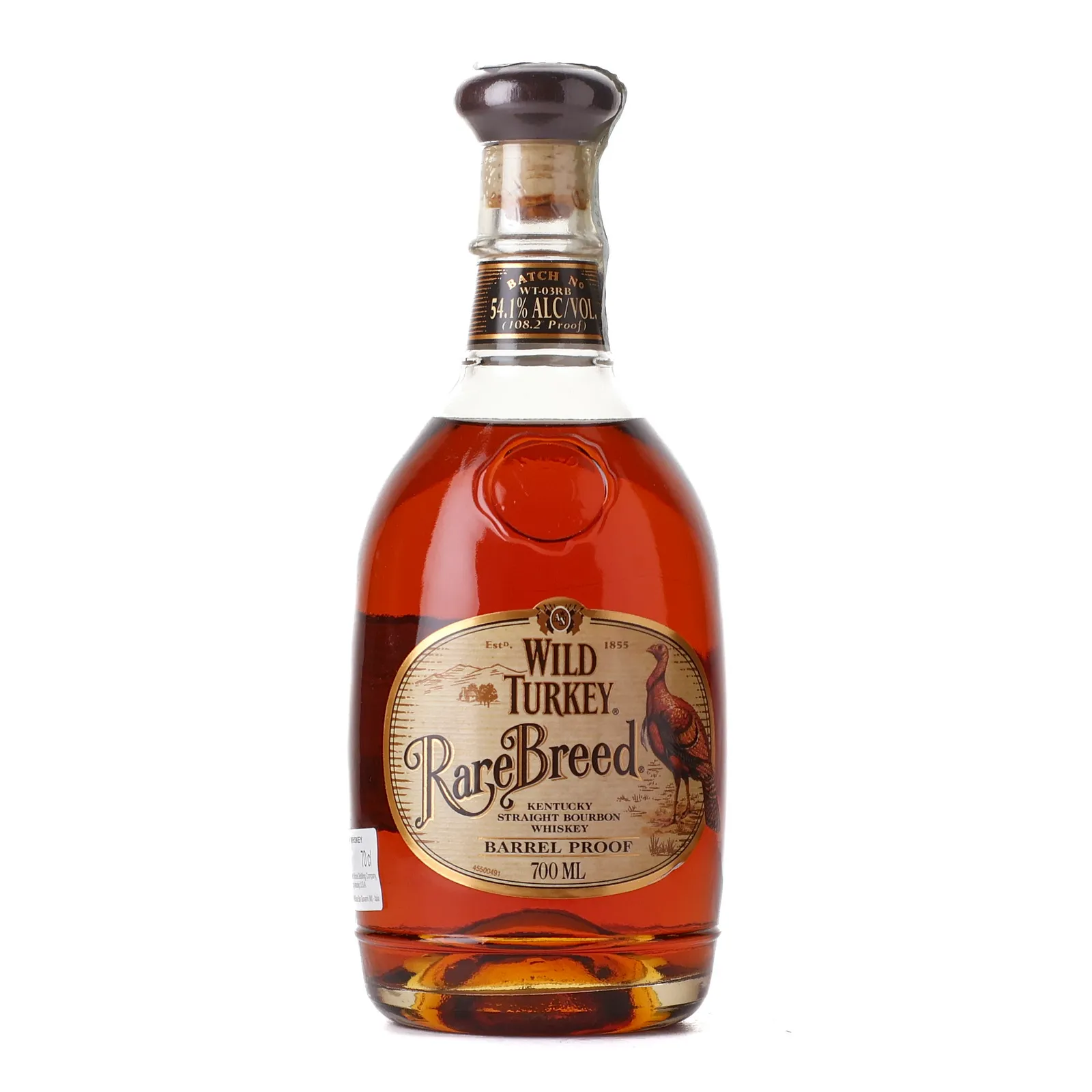 Wild Turkey Rare Breed Barrel Proof, Batch No. WT-03RB, 54.1% whisky bottle