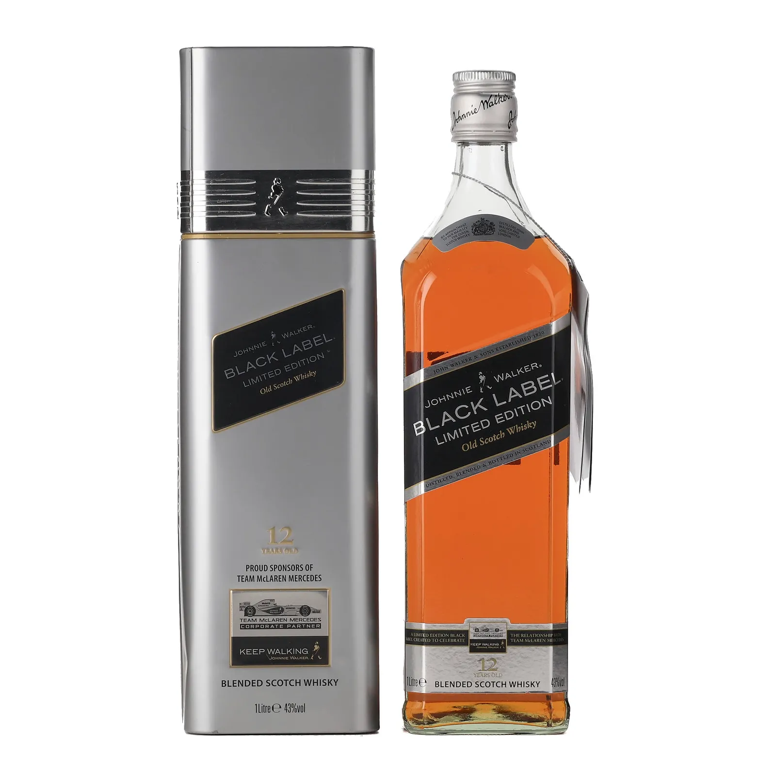 Johnnie Walker Black Label Vodafone McLaren Mercedes Corporate Partner Limited Edition 12 Year Old, 2006, 43% whisky bottle