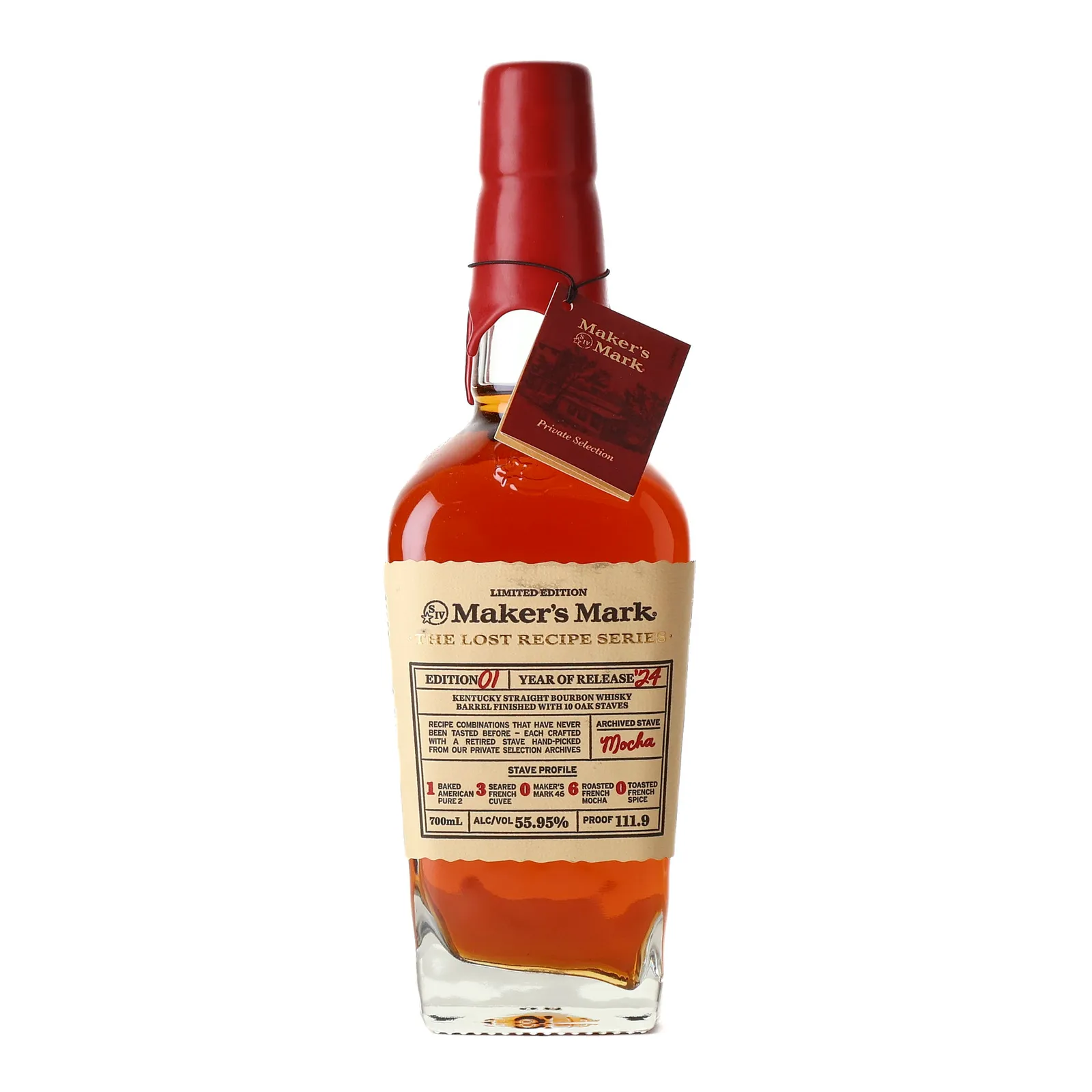 Maker's Mark The Lost Recipe Series: Edition 01, Roasted French Mocha Stave Finish, Batch No. Edition 01, 2024, 55.95% whisky bottle