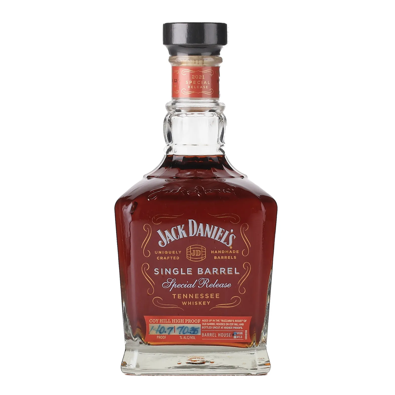 Jack Daniel's Coy Hill High Proof Single Barrel Special Release 9 Year Old, Cask #21-08208, 2021, 70.35% whisky bottle