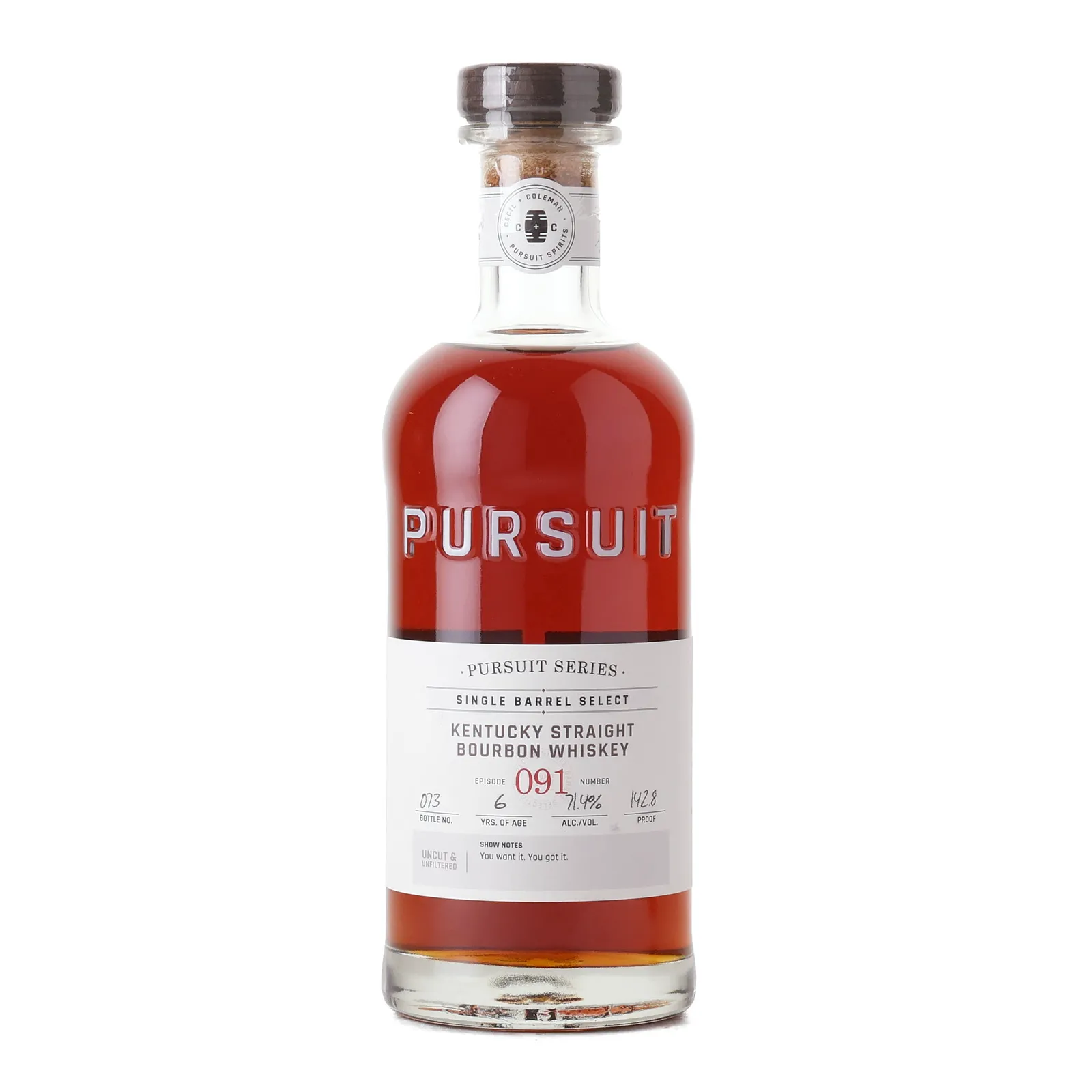 Pursuit Spirits Pursuit Series Single Barrel 6 Year Old, Episode 091, 71.4% whisky bottle