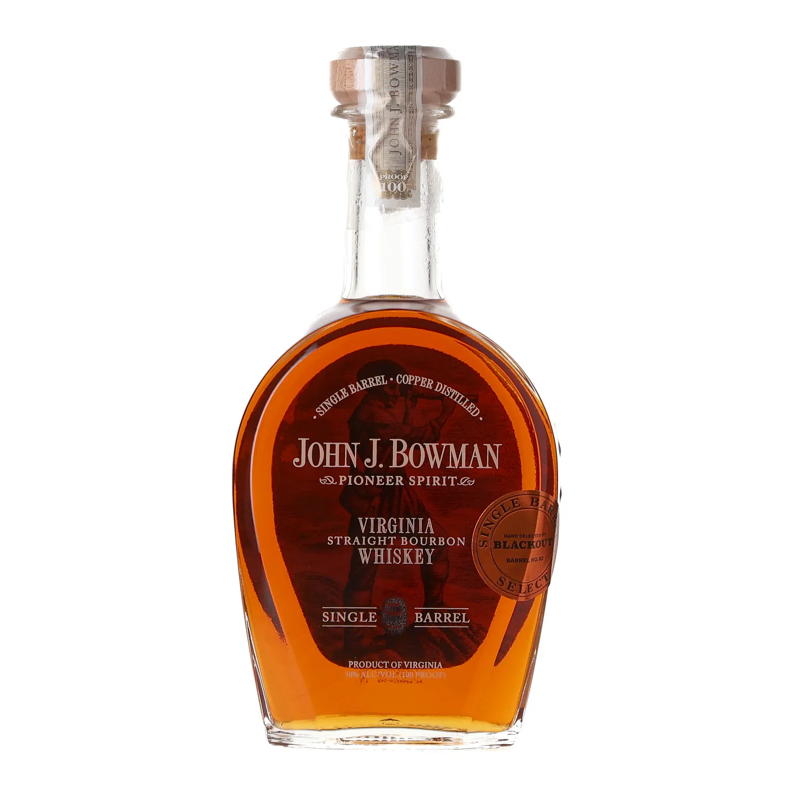 John J. Bowman Bourbon 'Blackout' Private Barrel Selection 9 Year Old, 2017, 50% whisky bottle