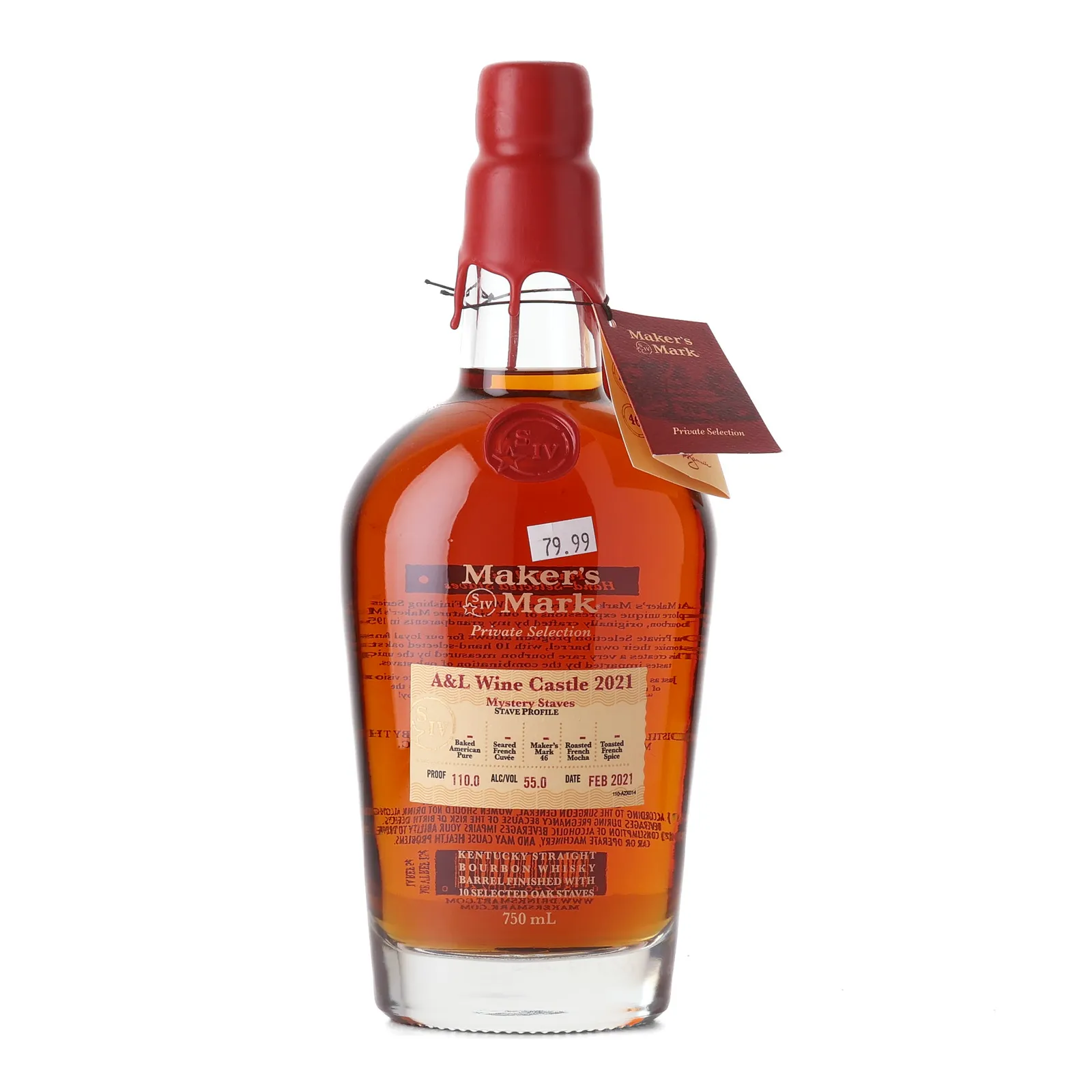 Maker's Mark Private Selection A&L Wine Castle 2021, Oak Cask, 2021, 55% whisky bottle