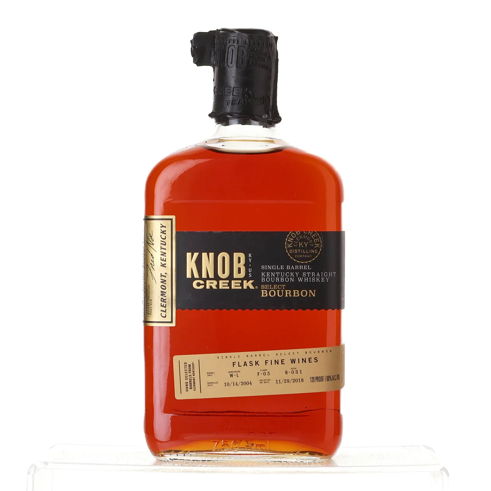 Knob Creek Single Barrel Select 'Flask Fine Wines' 14 Year Old, 2018, 60% whisky bottle
