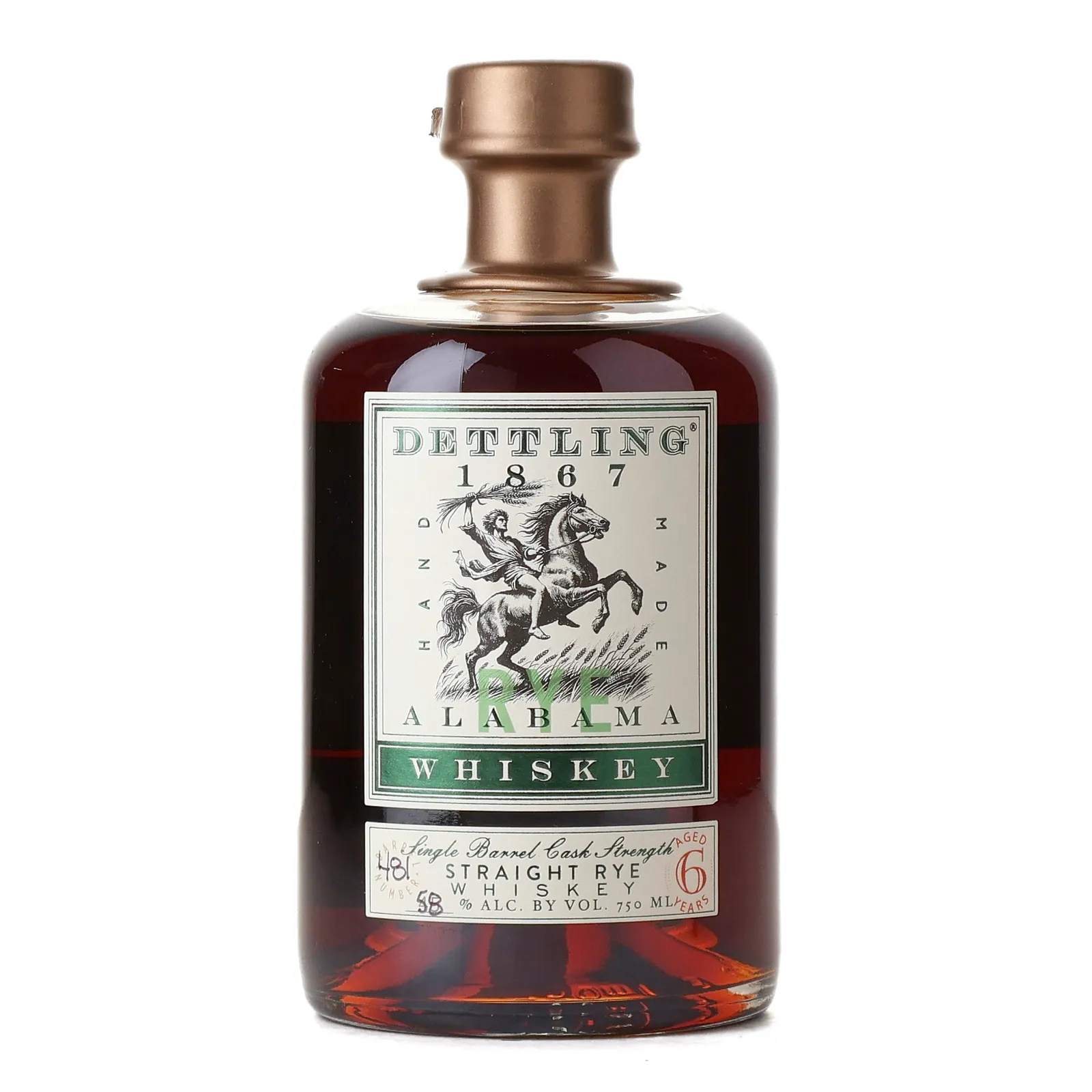 Dettling Single Barrel Cask Strength Straight Rye 6 Year Old, Cask #481, 58% whisky bottle