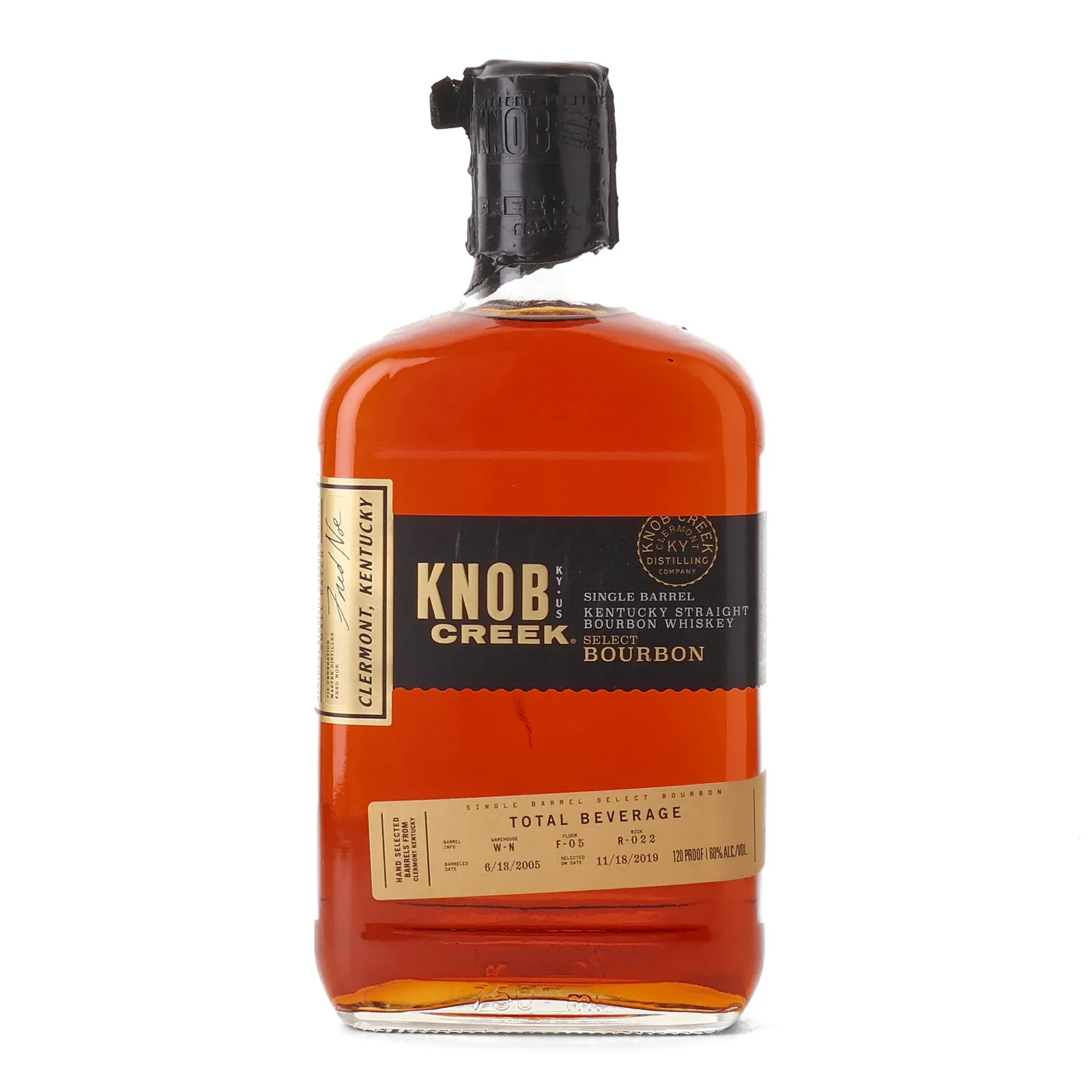 Knob Creek Single Barrel Select Total Beverage 14 Year Old, 2019, 60% whisky bottle