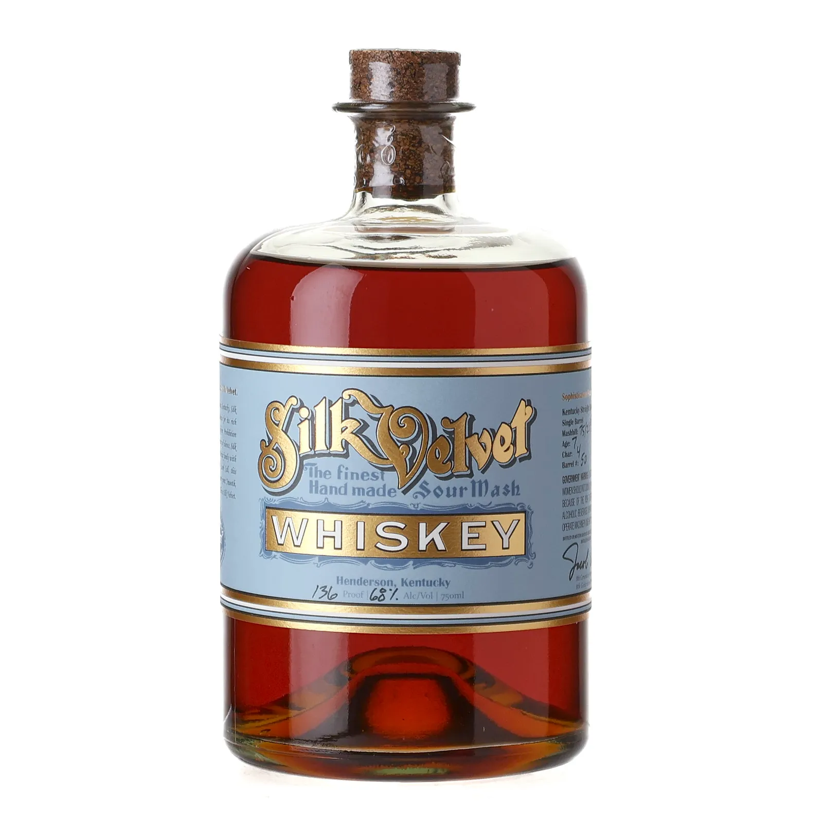 Silk Velvet Single Barrel Sour Mash Bourbon 7 Year Old, Cask #50, 2024, 68% whisky bottle