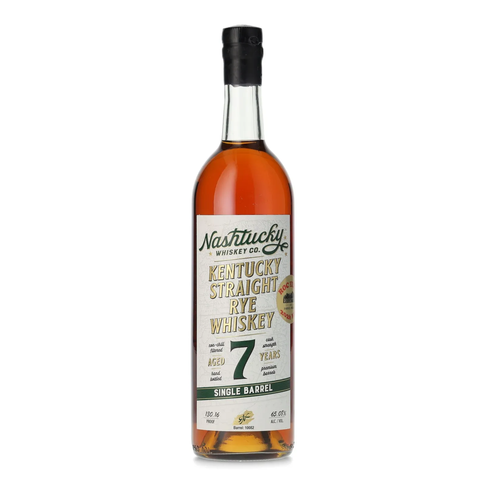 Nashtucky Kentucky Straight Rye Whiskey 'Rochester' Private Barrel Selection 7 Year Old, New Charred Oak Cask, Cask #10082, 2024, 65.01% whisky bottle