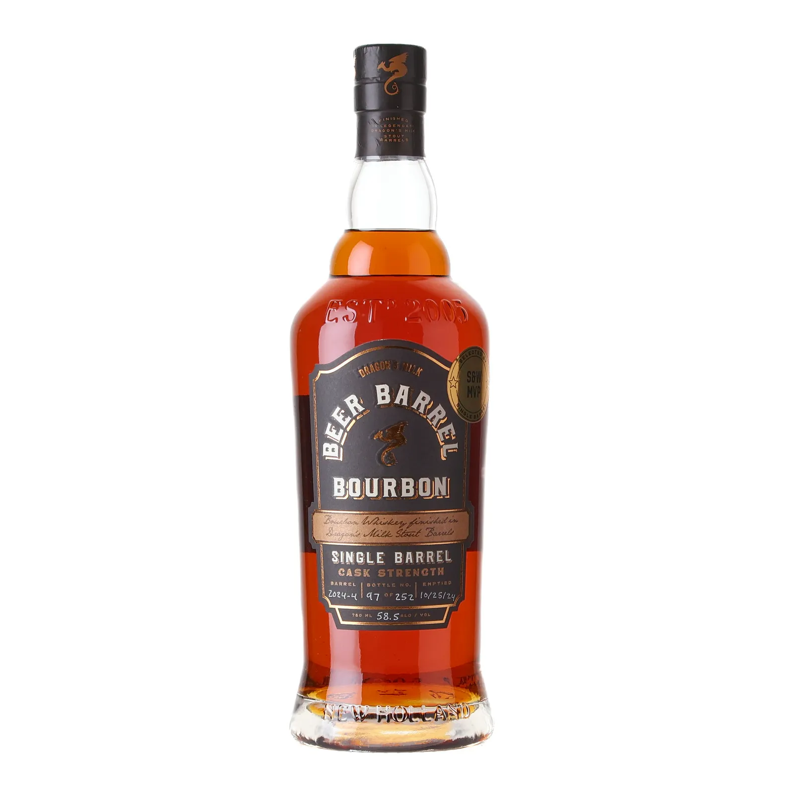 New Holland Dragon's Milk Beer Barrel Bourbon S&W MVP Private Barrel Selection, Stout Cask, Cask #2024-4, 2024, 58.5% whisky bottle