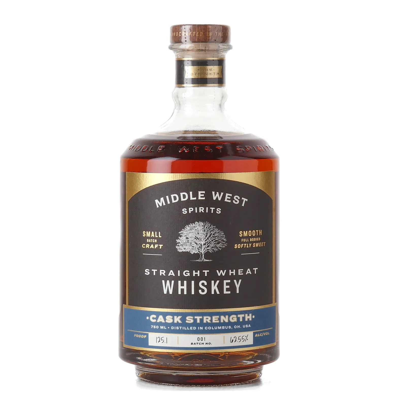 Middle West Spirits Straight Wheat Whiskey Cask Strength, Batch No. 001, 2024, 62.55% whisky bottle