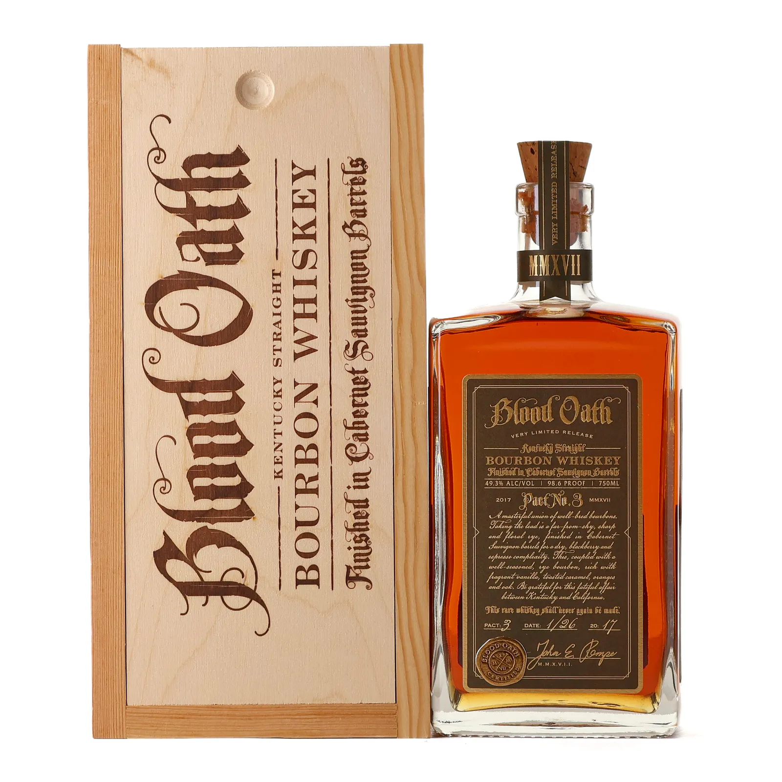 Blood Oath Pact No. 3, Cabernet Sauvignon Wine Cask, 2017, 49.3% whisky bottle