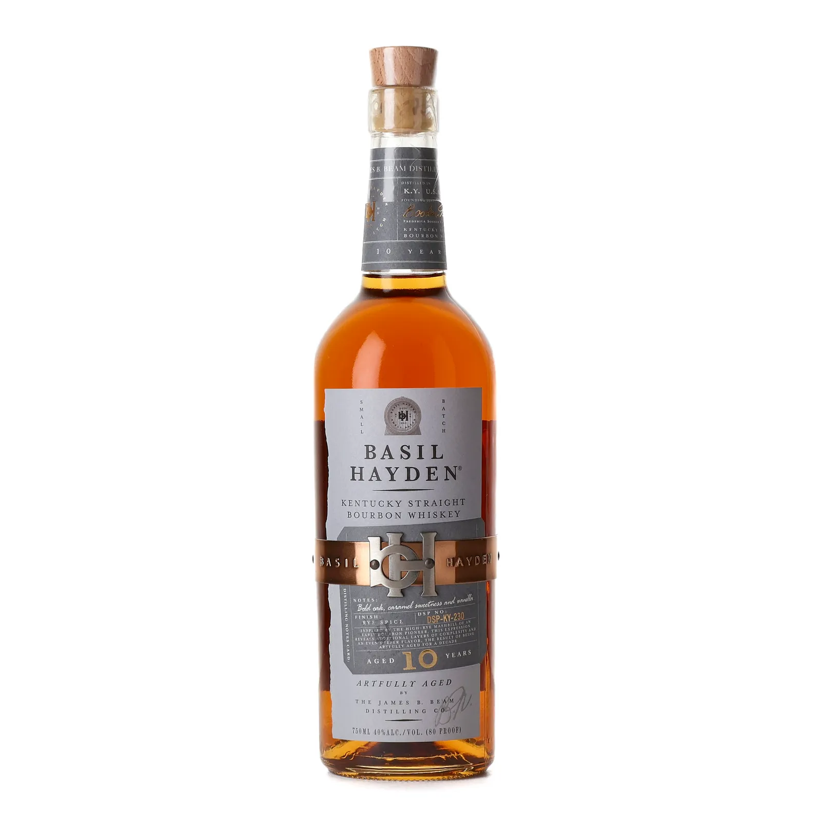Basil Hayden 10 Year Old, New Charred American Oak Cask, 40% whisky bottle