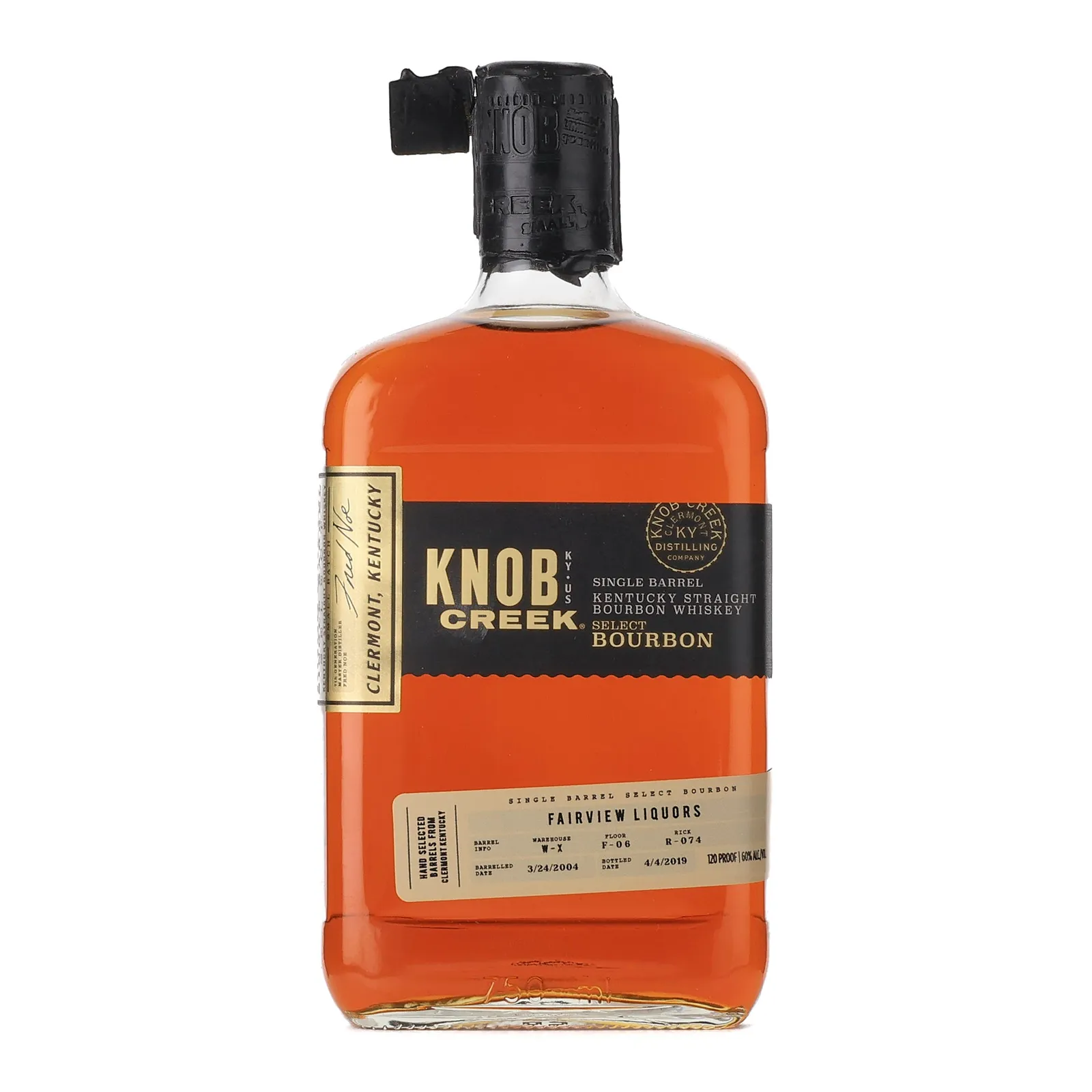 Knob Creek Single Barrel Select Bourbon Fairview Liquors 15 Year Old, 2019, 60% whisky bottle