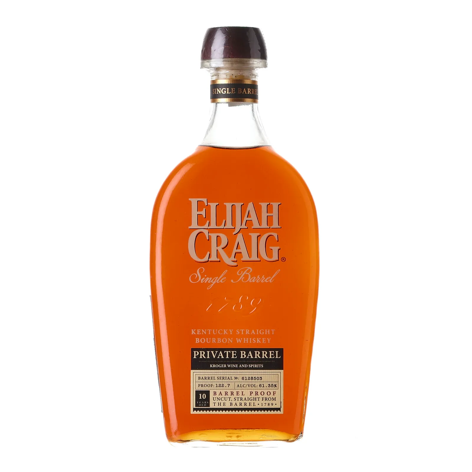 Elijah Craig Barrel Proof Bourbon 'Kroger' Private Barrel Selection 10 Year Old, Oak Cask, Cask #6128503, 61.35% whisky bottle