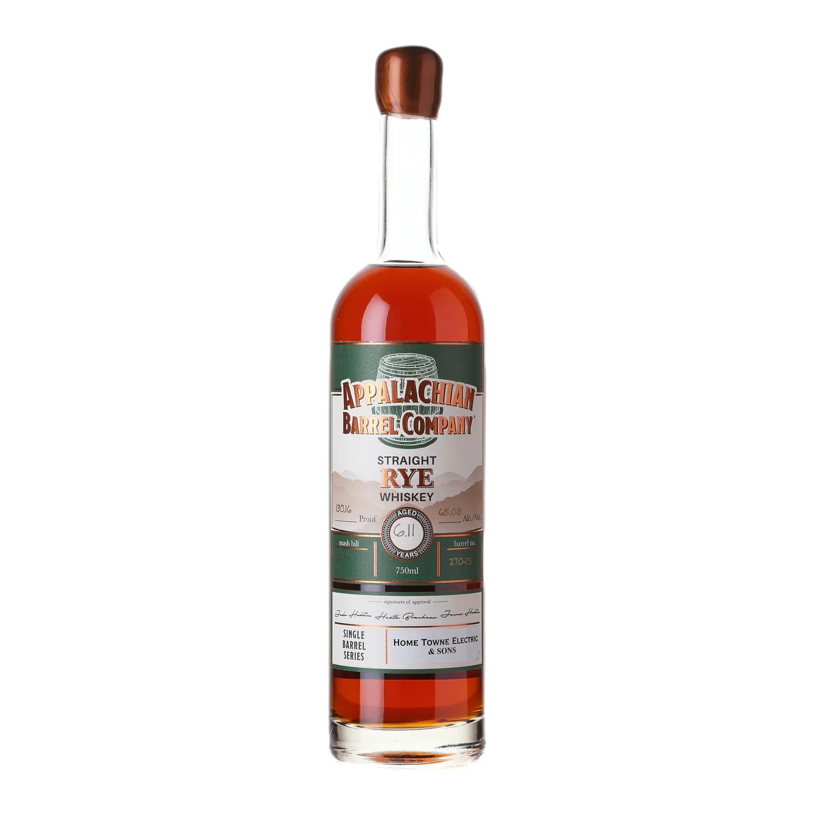 Appalachian Barrel Company Home Towne Electric & Sons Lord of the Ryes 6 Year Old, Cask #270-05, 65.08% whisky bottle