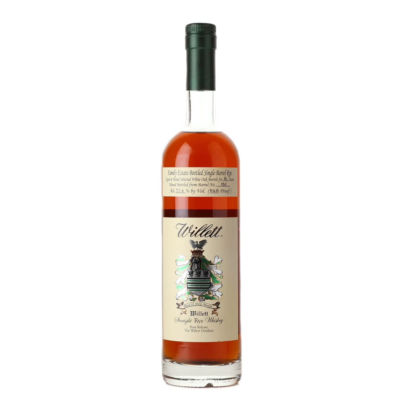 Willett Family Estate Single Barrel Rye 6 Year Old, White Oak Cask, Cask #152, 57.4% whisky bottle
