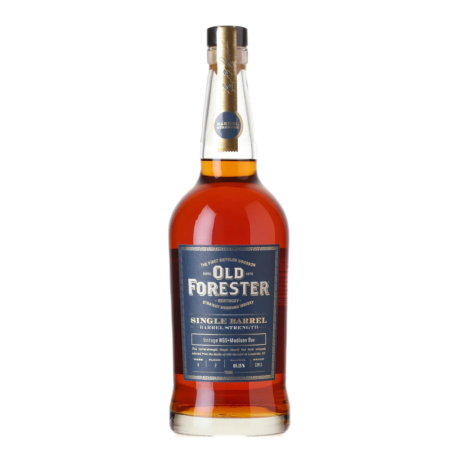 Old Forester Single Barrel Barrel Strength, 65.15% whisky bottle