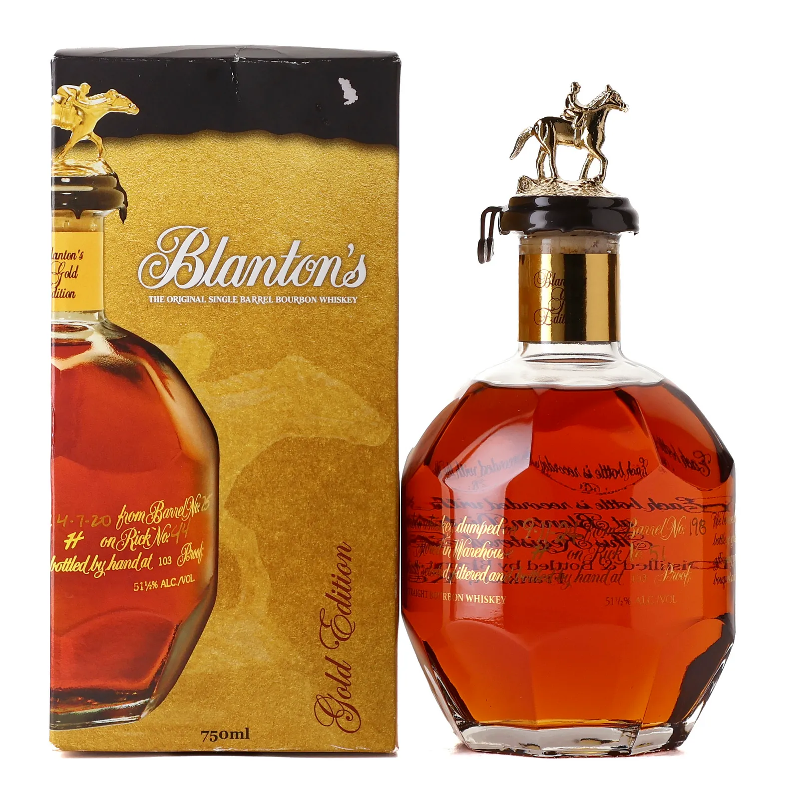 Blanton's Gold Edition Single Barrel Bourbon, Cask #198, Batch No. Letter B, 2024, 51.5% whisky bottle