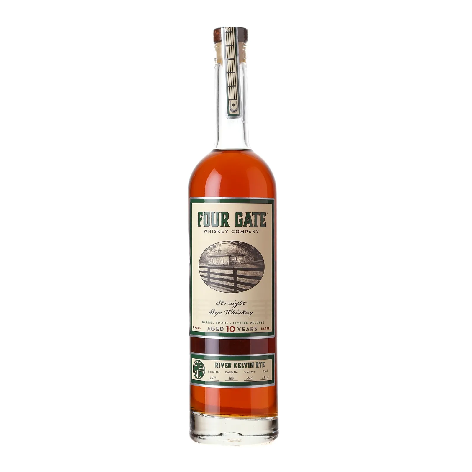Four Gate River Kelvin Barrel Proof 10 Year Old, Cask #119, 56.6% whisky bottle