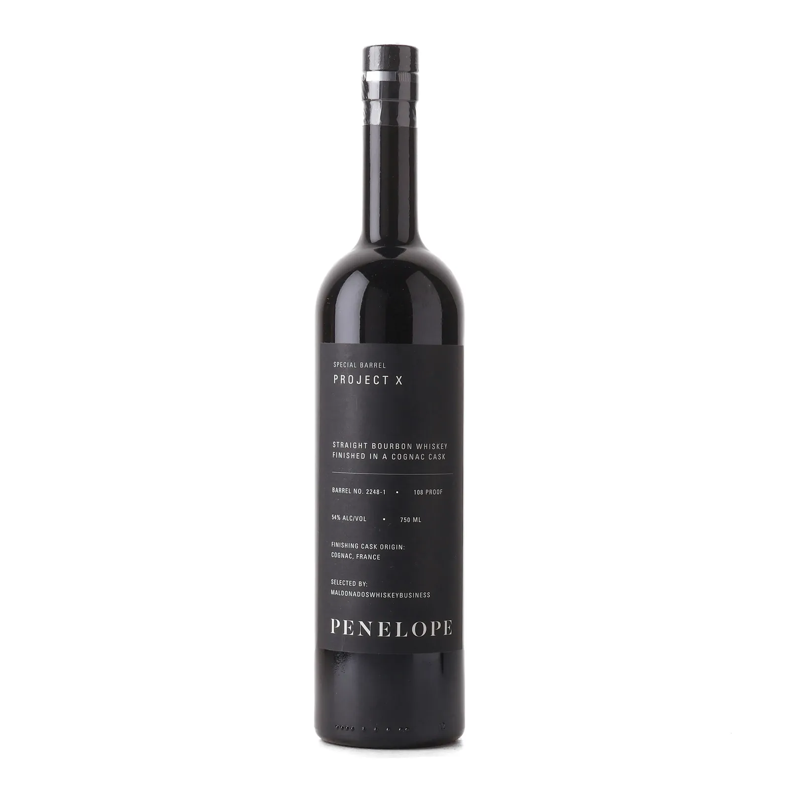 Penelope Project X Maldonados Whiskey Business Private Barrel Selection, Cognac Cask, Cask #2248-1, 54% whisky bottle