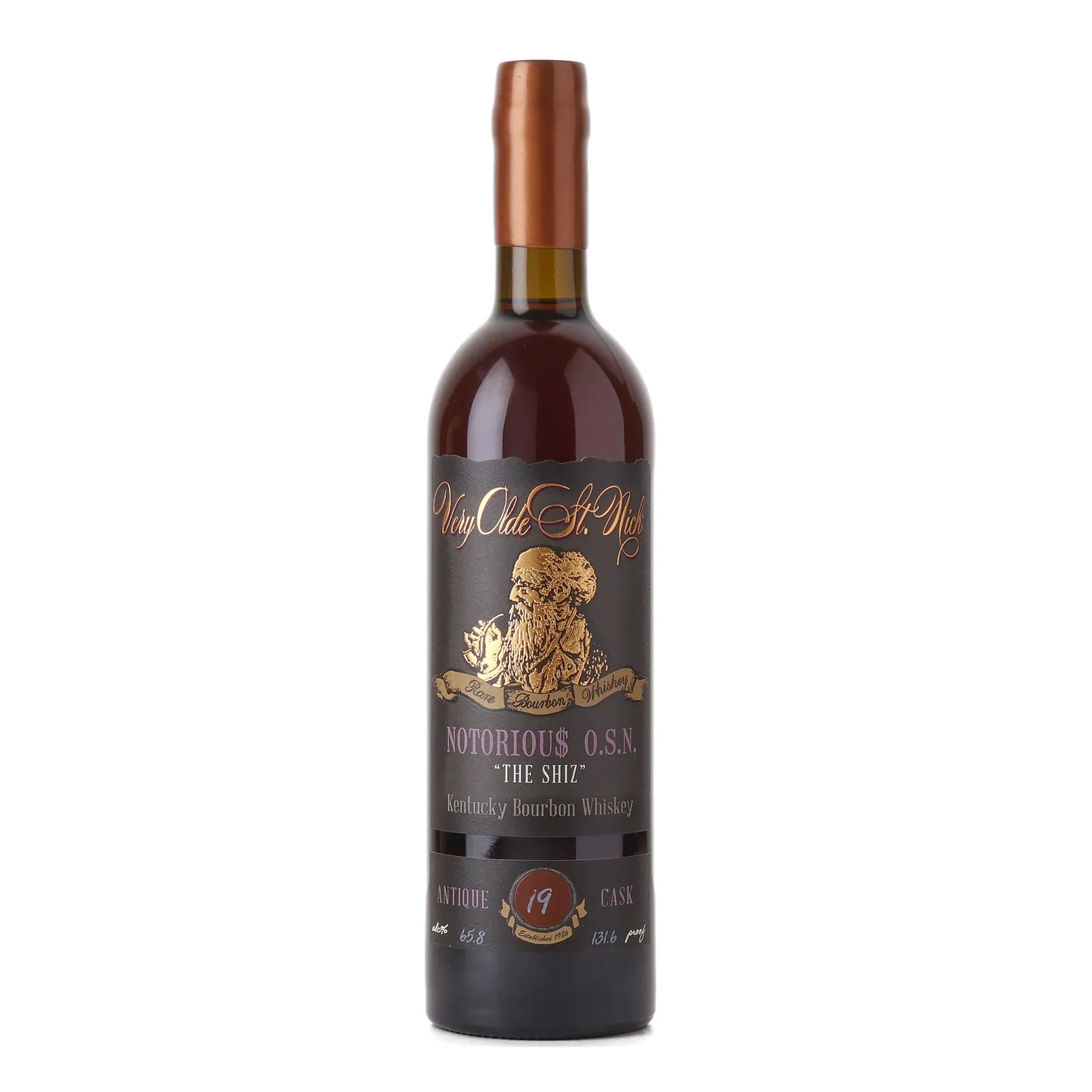 Very Olde St. Nick Notorious OSN 'The Shiz' Antique Cask #19 Year Old, Bourbon Cask, 65.8% whisky bottle