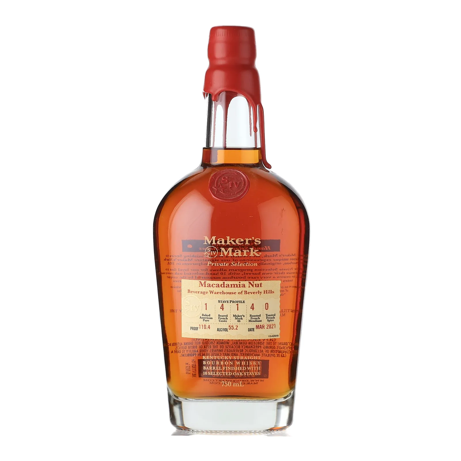 Maker's Mark 'Macadamia Nut' Private Barrel Selection, Stave Profile 1 4 1 4 0, 2021, 55.2% whisky bottle