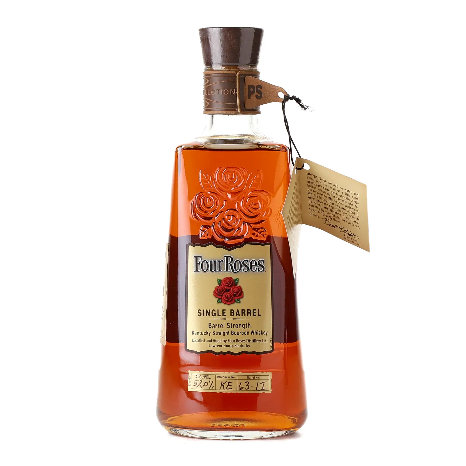 Four Roses Single Barrel Barrel Strength OBSK Golden Ox Liquors 10 Year Old, Cask #63-1I, 2021, 52% whisky bottle