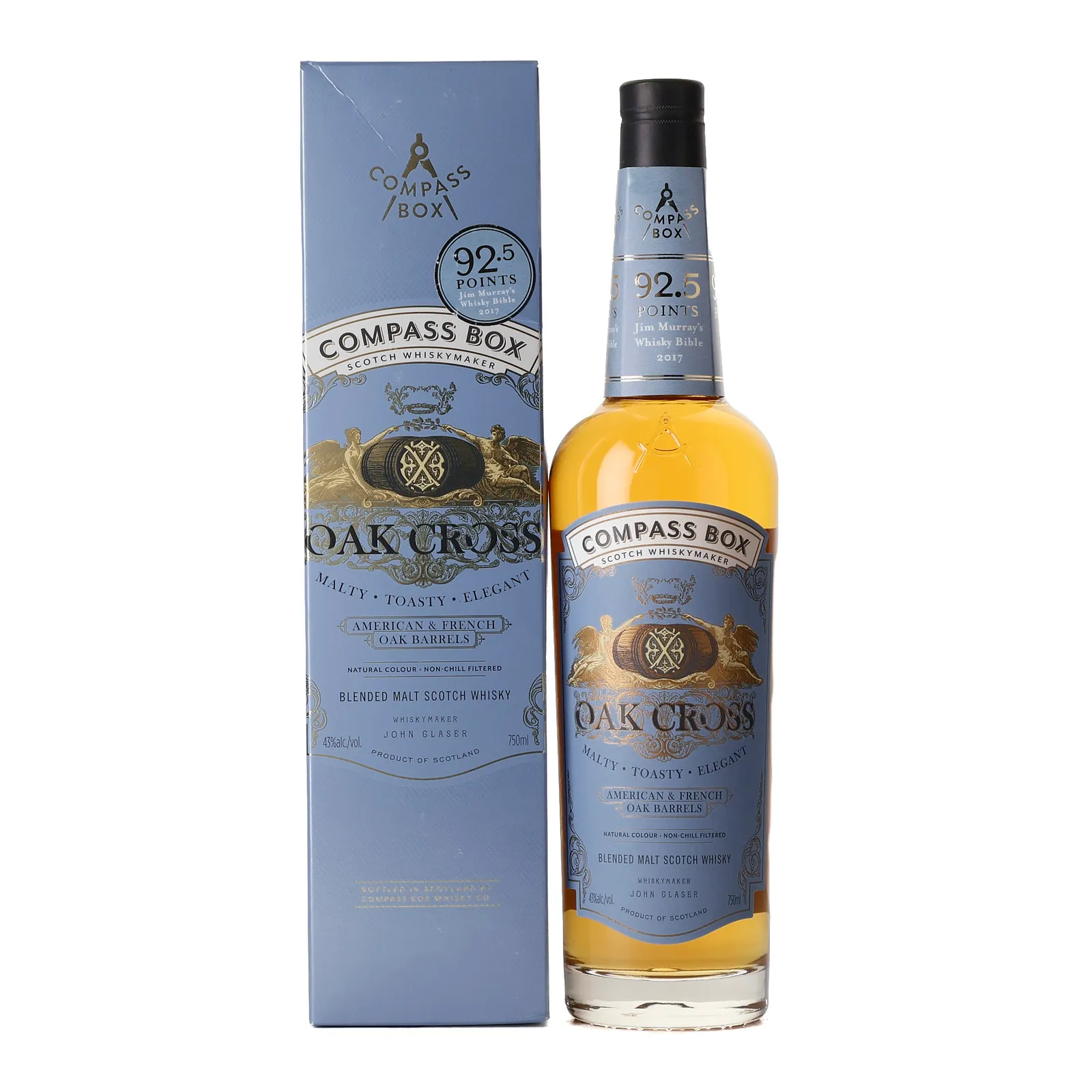 Compass Box Oak Cross, American & French Oak Cask, 43% whisky bottle