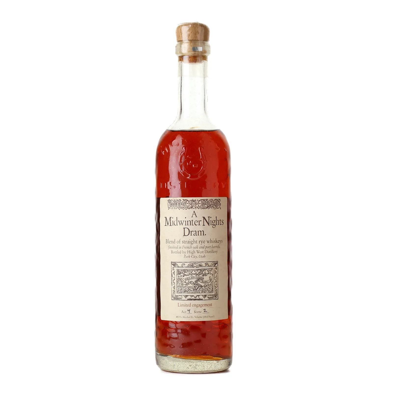 High West A Midwinter Night's Dram Act 4 Scene 2, French Oak & Port Cask, 49.3% whisky bottle