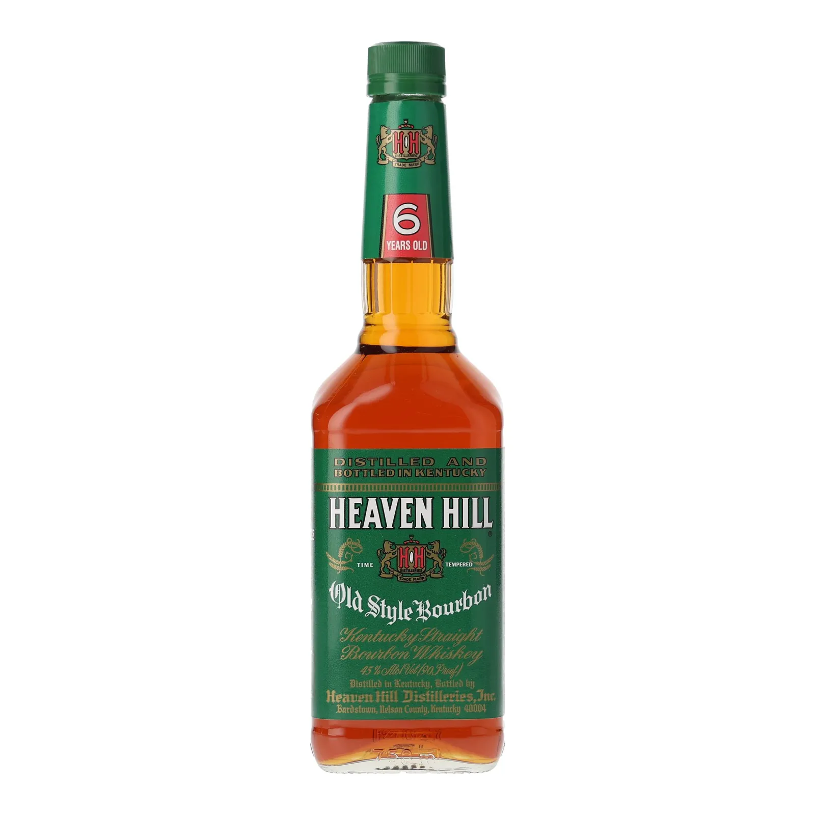 Heaven Hill Green Label 6 Year Old, New Charred Oak Cask, Official Bottling, 45% whisky bottle