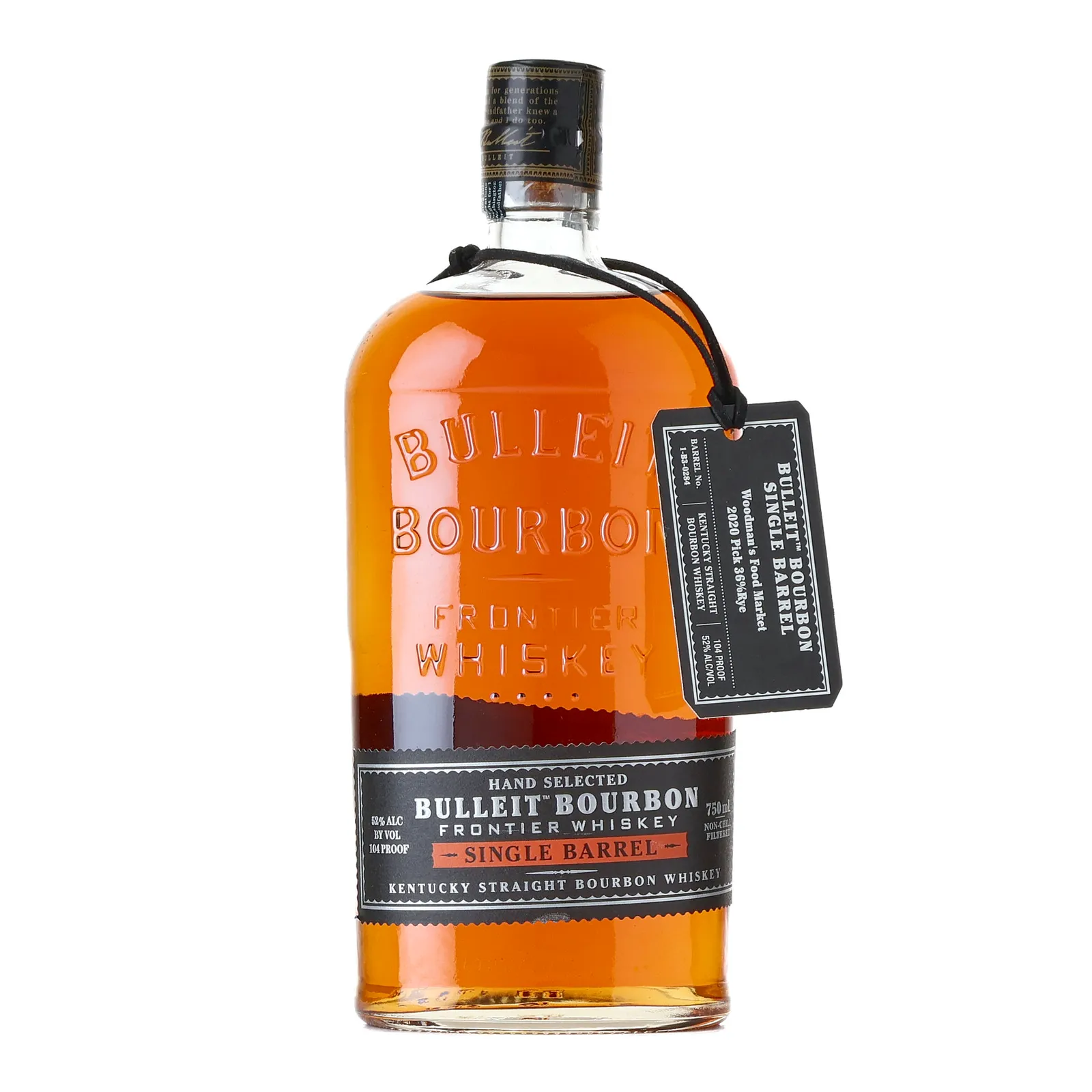Bulleit Single Barrel Woodman's Food Market 2020 Pick, Cask #1-B3-0284, 2020, 52% whisky bottle