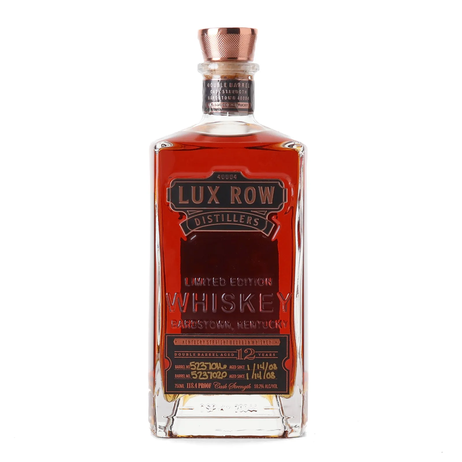 Lux Row 12 Year Old, New Charred American Oak Cask, 59.2% whisky bottle