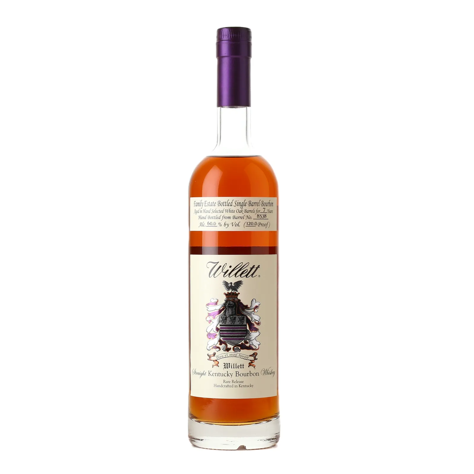 Willett Family Estate 7 Year Old, White Oak Cask, Cask #8538, 60% whisky bottle