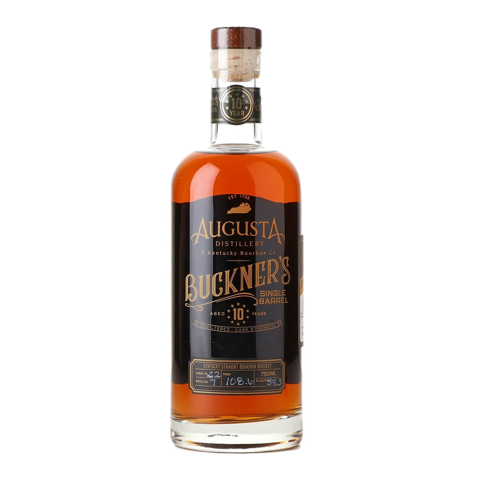 Augusta Distillery Buckner's Single Barrel 'New Era Bourbon Club' 10 Year Old, Bourbon Cask, Cask #22, 2023, 54.3% whisky bottle