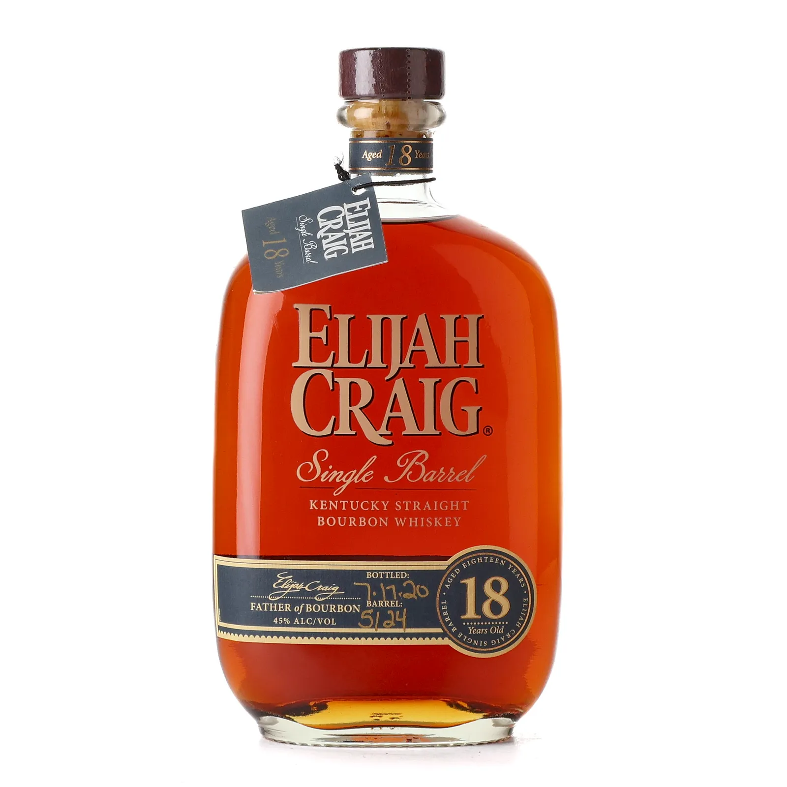 Elijah Craig 18 Year Old, New Charred American Oak Cask, 2020, 45% whisky bottle