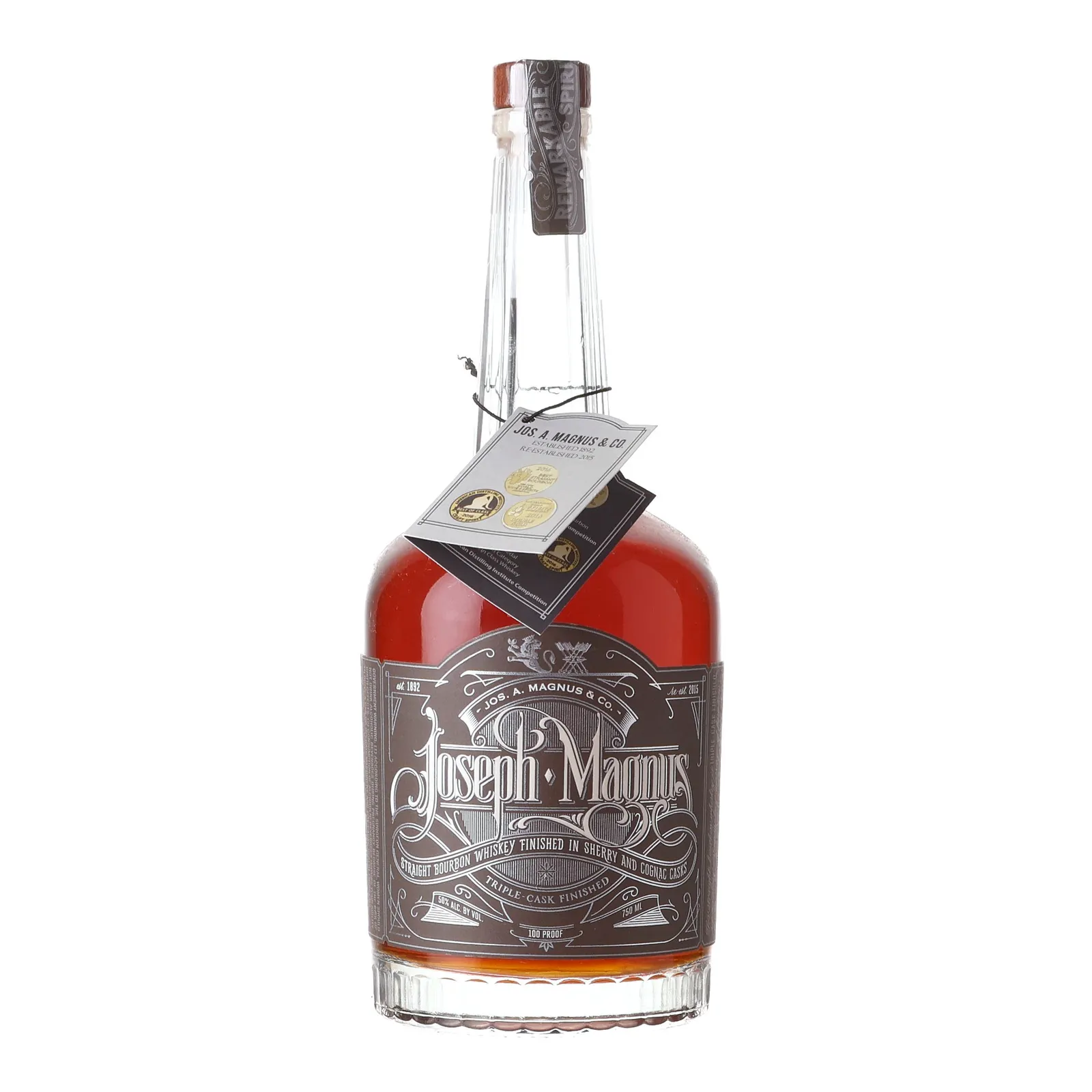 Joseph A. Magnus & Co. Joseph Magnus Triple Cask Finished Straight Bourbon Whiskey (Batch 56) 12 Year Old, Sherry & Cognac Cask, 50% whisky bottle