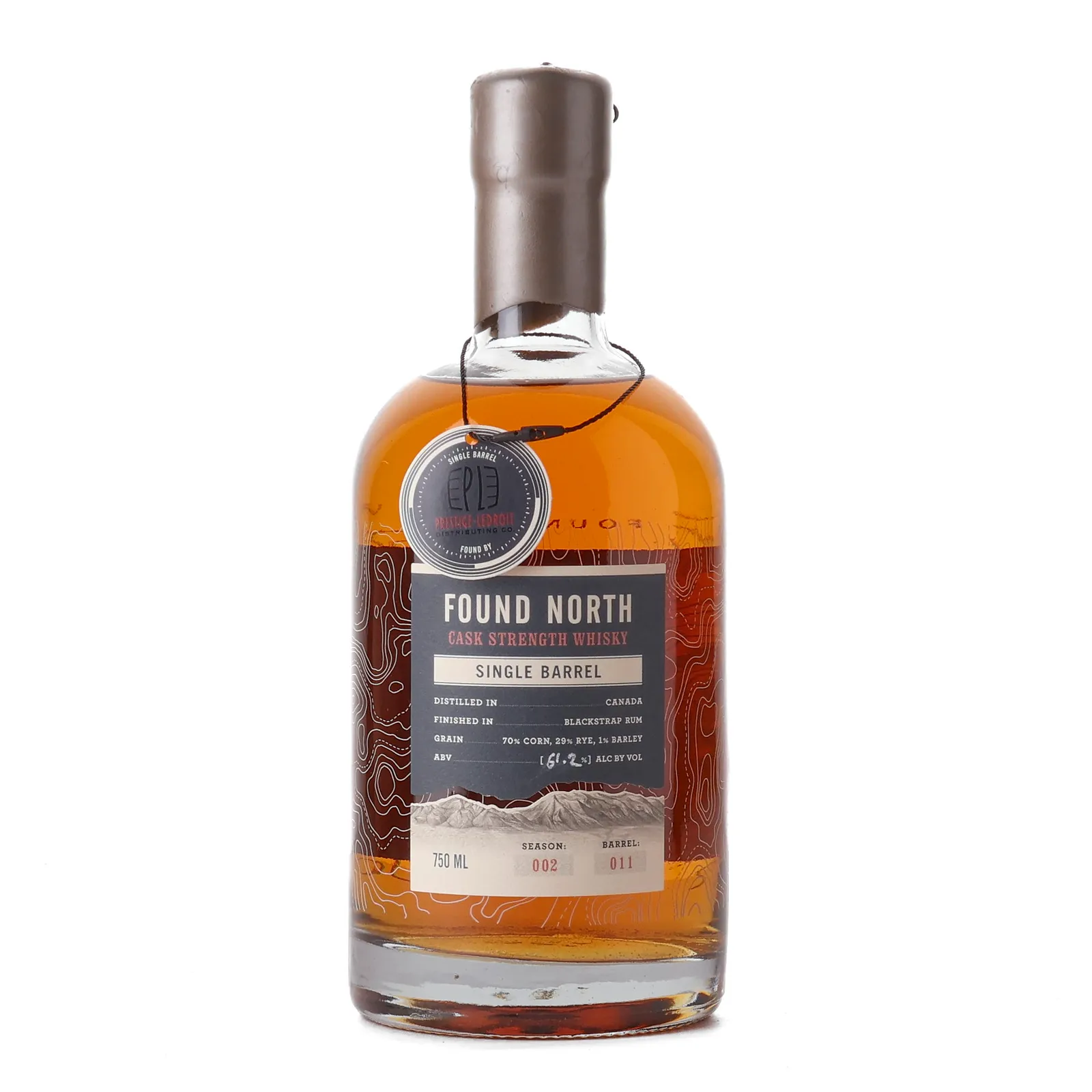 Found North Cask Strength Whisky, Blackstrap Rum Cask, Cask #011, Season 002, 61.2% whisky bottle
