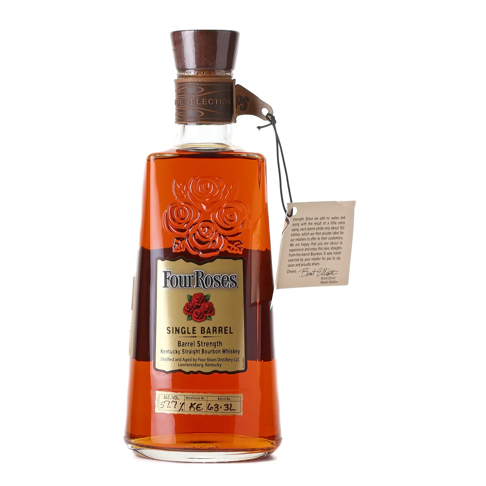 Four Roses Single Barrel Barrel Strength OBSK 'Linwood Wine & Liquor' Private Barrel Selection 9 Year Old, New Charred American Oak Cask, Cask #KE 63-3L, 57.7% whisky bottle