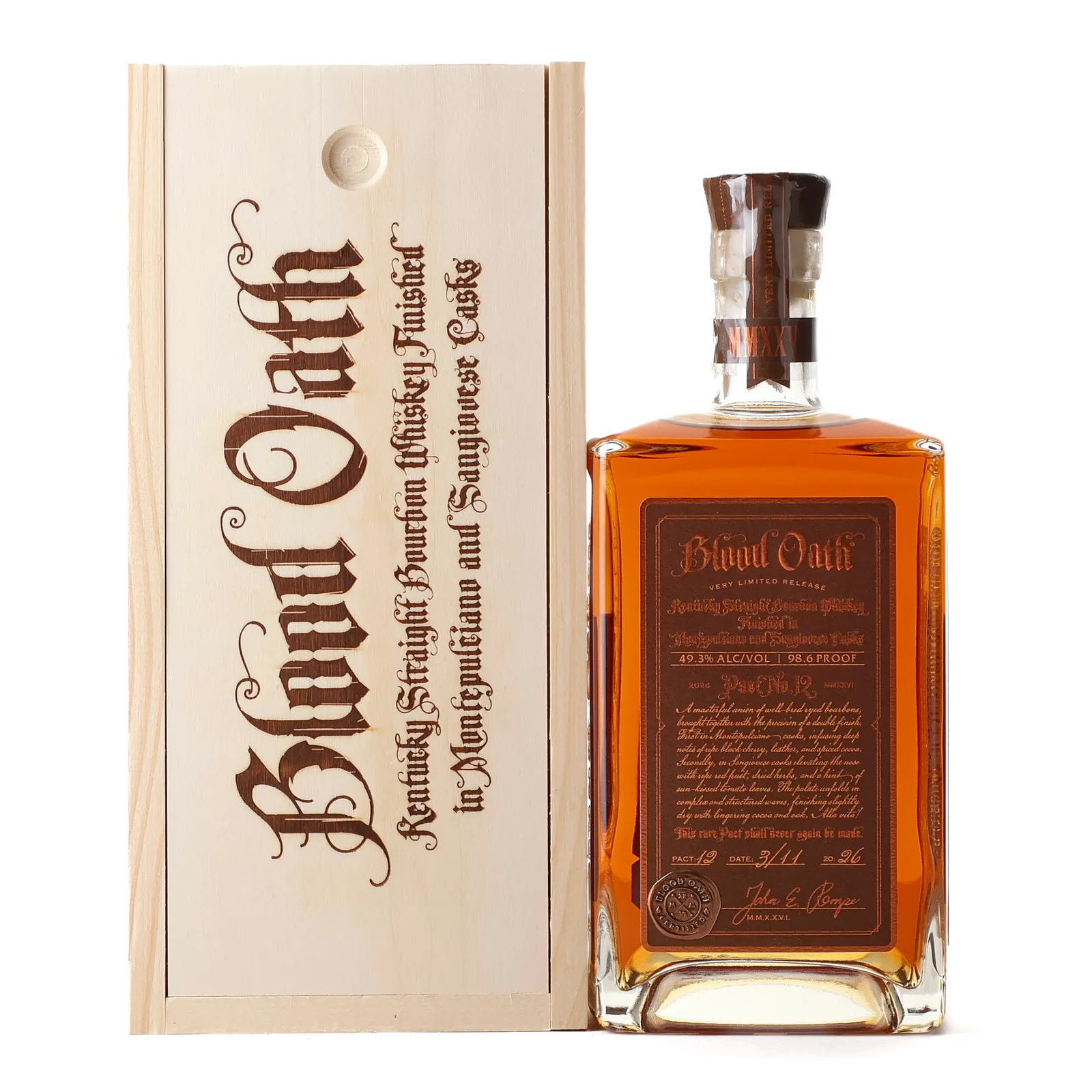 Blood Oath Pact No. 12, Wine Cask, 2026, 49.3% whisky bottle