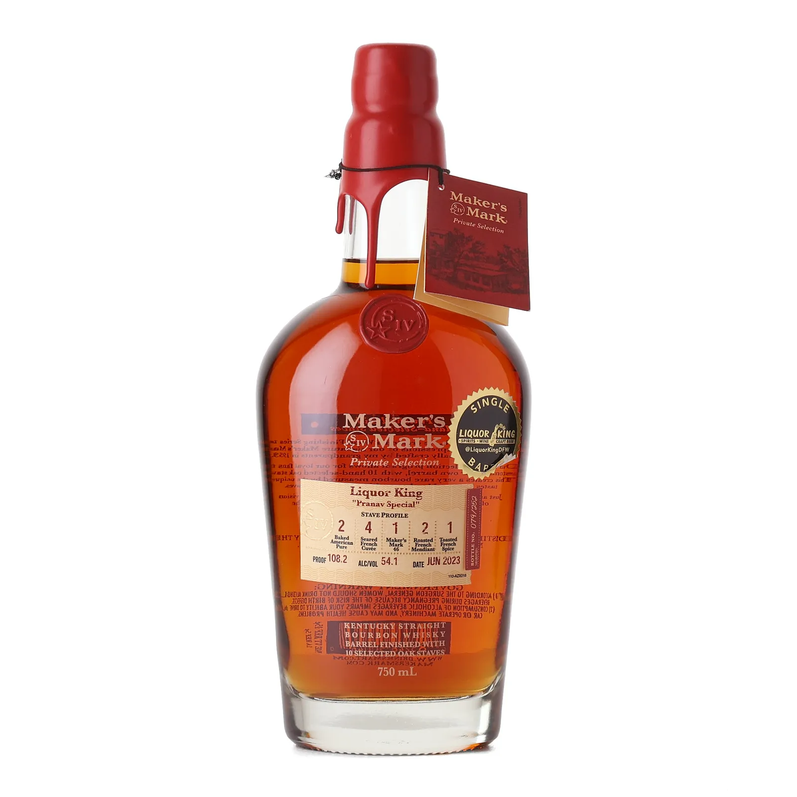 Maker's Mark Private Selection Liquor King "Pranav Special", Oak Cask, 2023, 54.1% whisky bottle