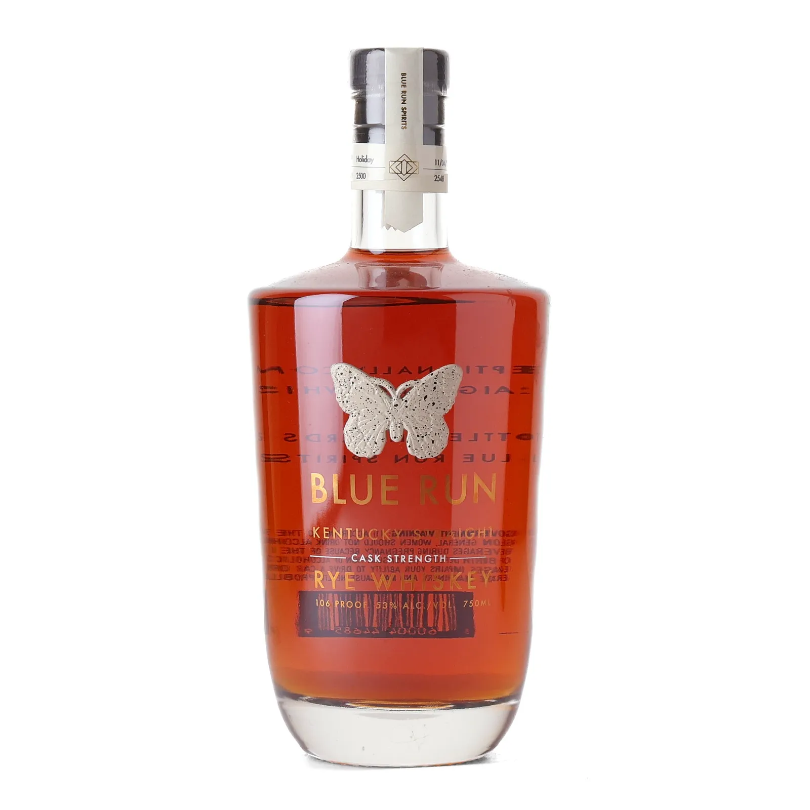 Blue Run Holiday Cask Strength Rye Whiskey, Holiday Batch, 2021, 53% whisky bottle