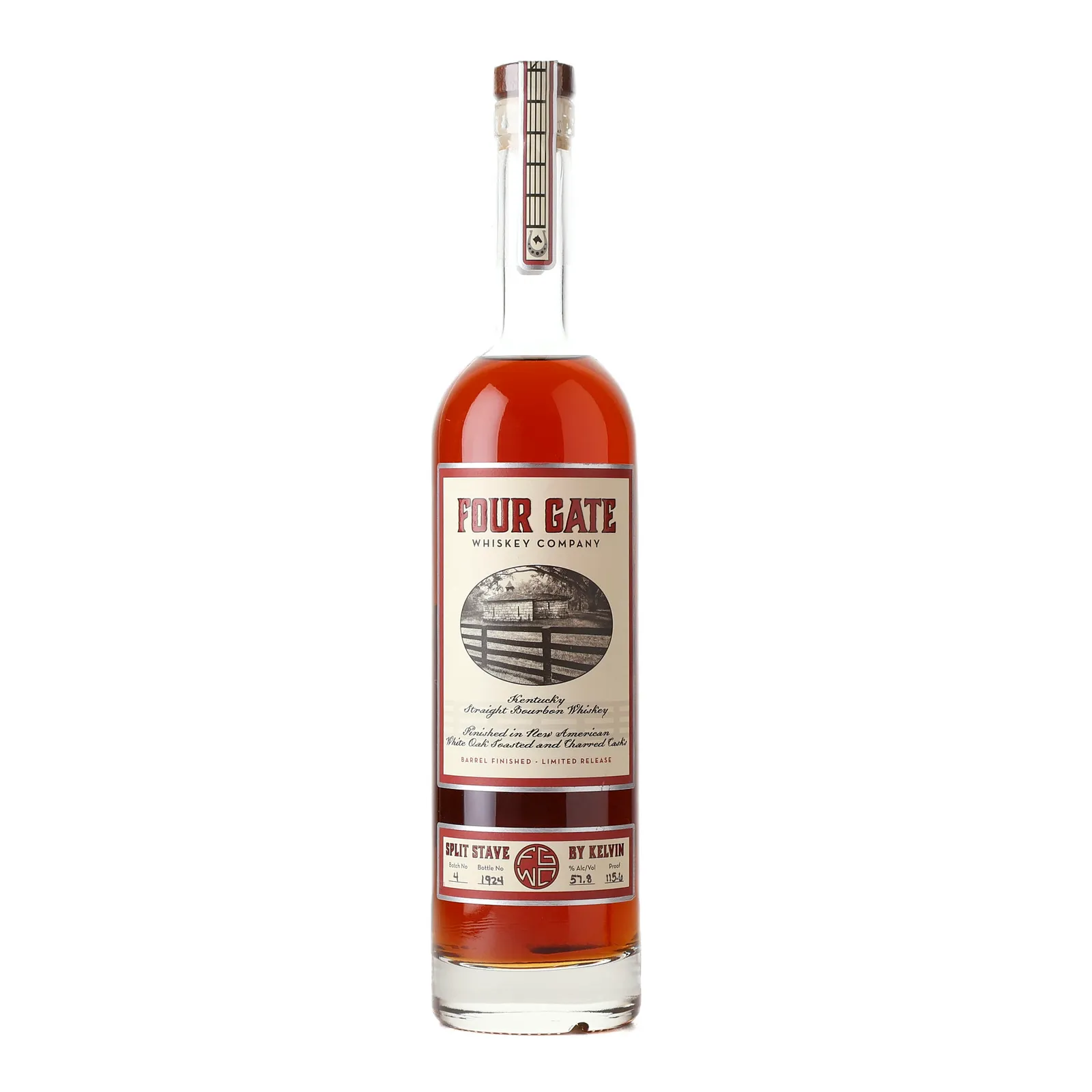 Four Gate Split Stave by Kelvin 7 Year Old, New American White Oak Cask, Batch No. 4, 57.8% whisky bottle