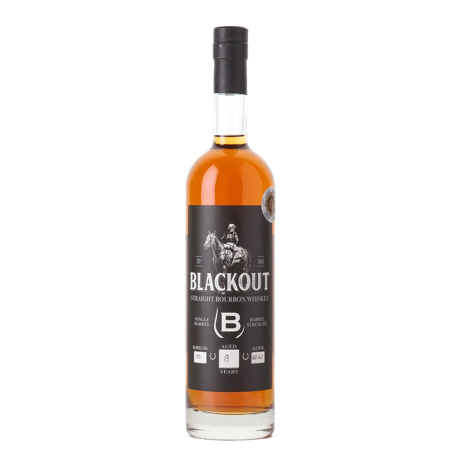 Blackout Straight Bourbon Arizona Whiskey Community Private Barrel Selection 8 Year Old, Cask #53, Blackout Barrel Company, 60.6% whisky bottle