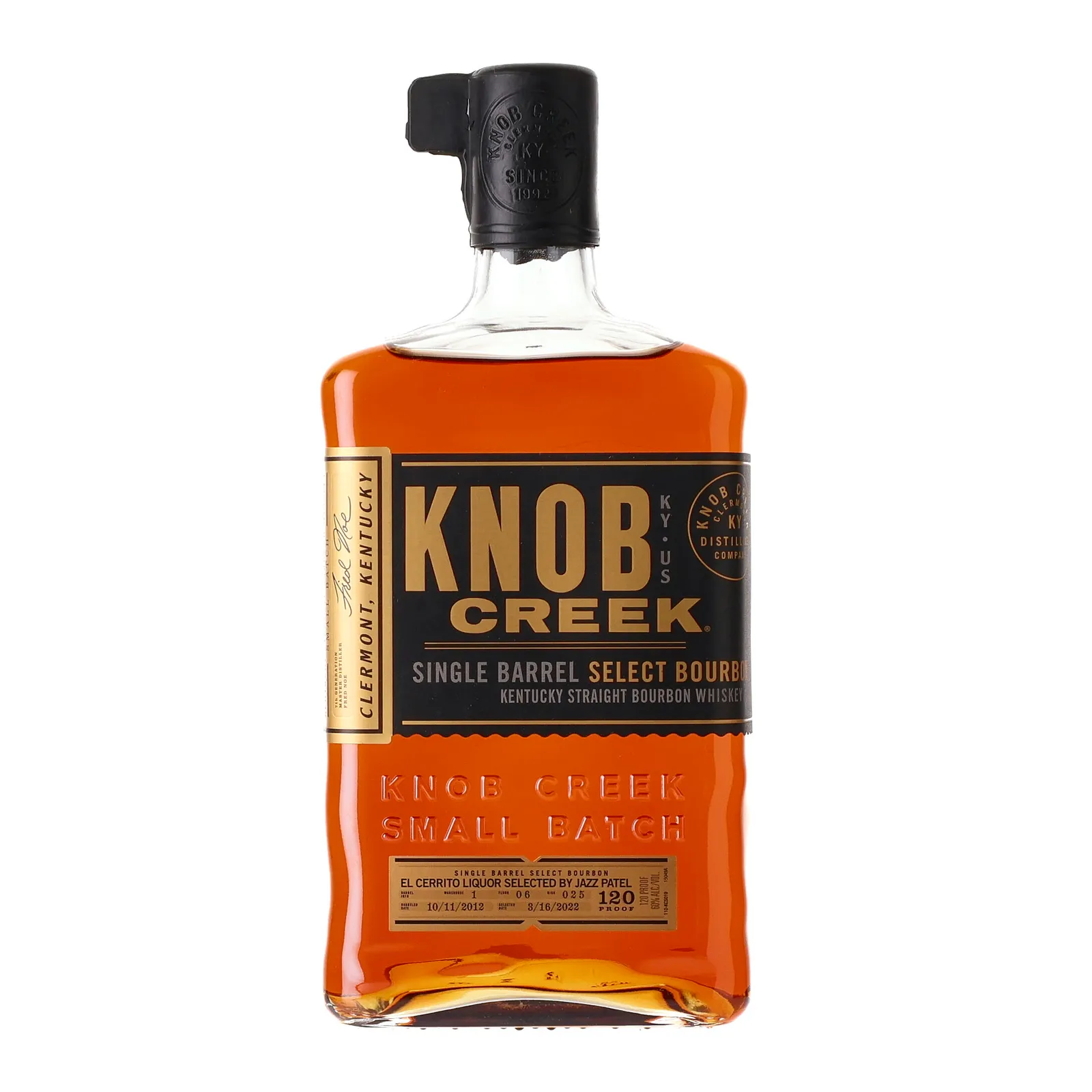 Knob Creek Single Barrel Select Bourbon 'El Cerrito Liquor' 9 Year Old, 60% whisky bottle