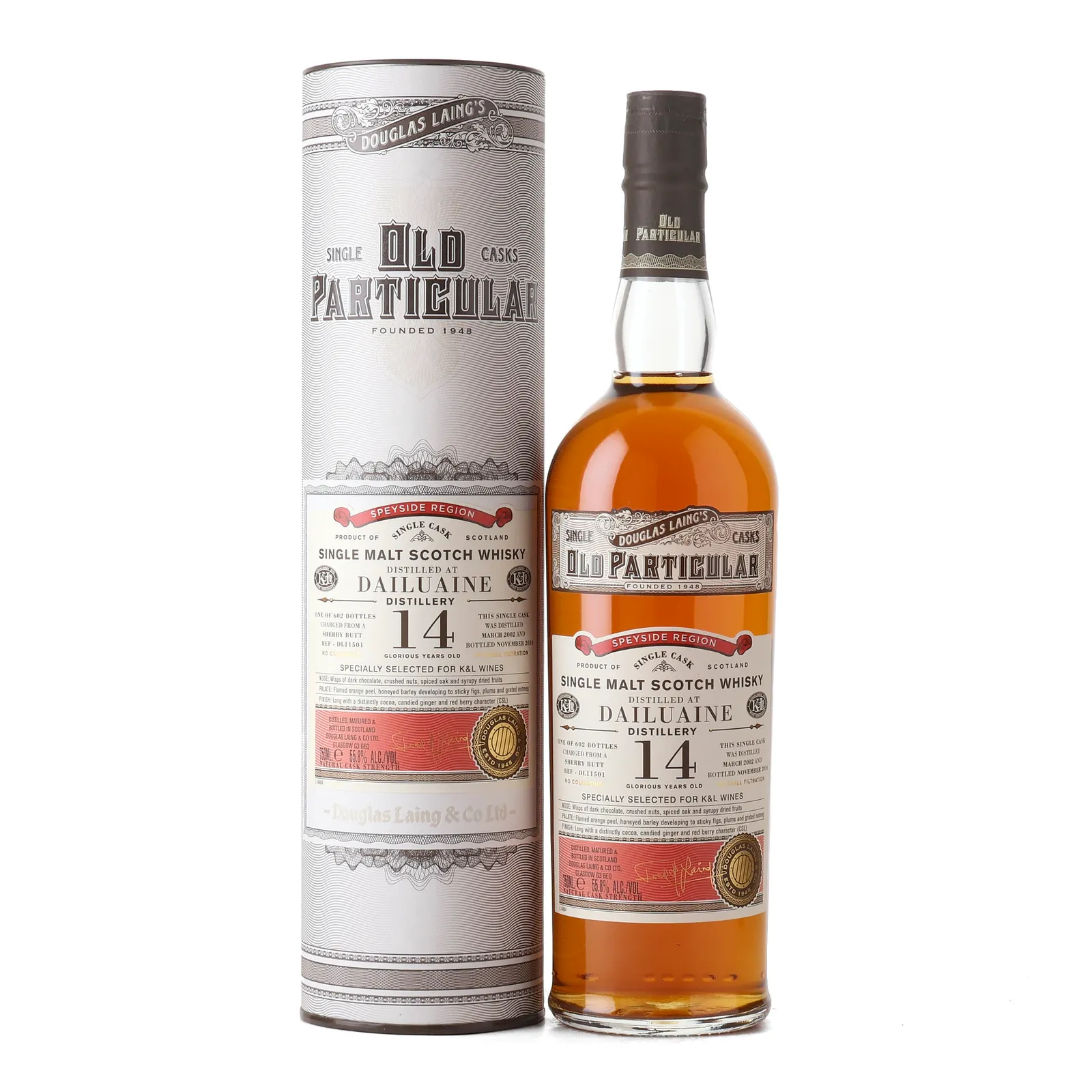 Dailuaine Old Particular 14 Year Old, Sherry Cask, Cask #DL11501, 2002, Douglas Laing, 55.8% whisky bottle