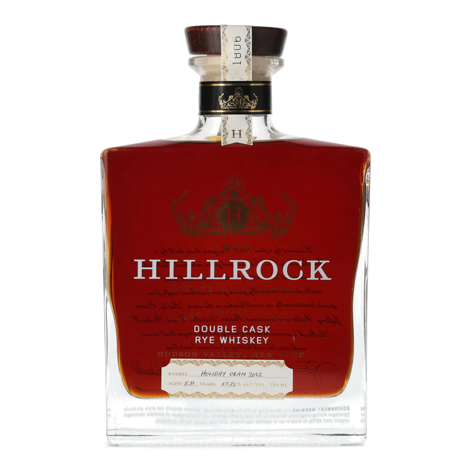 Hillrock Double Cask Rye Holiday Dram 5 Year Old, Oak & Port Cask, Cask #Holiday Dram 2022, 2022, 57.35% whisky bottle