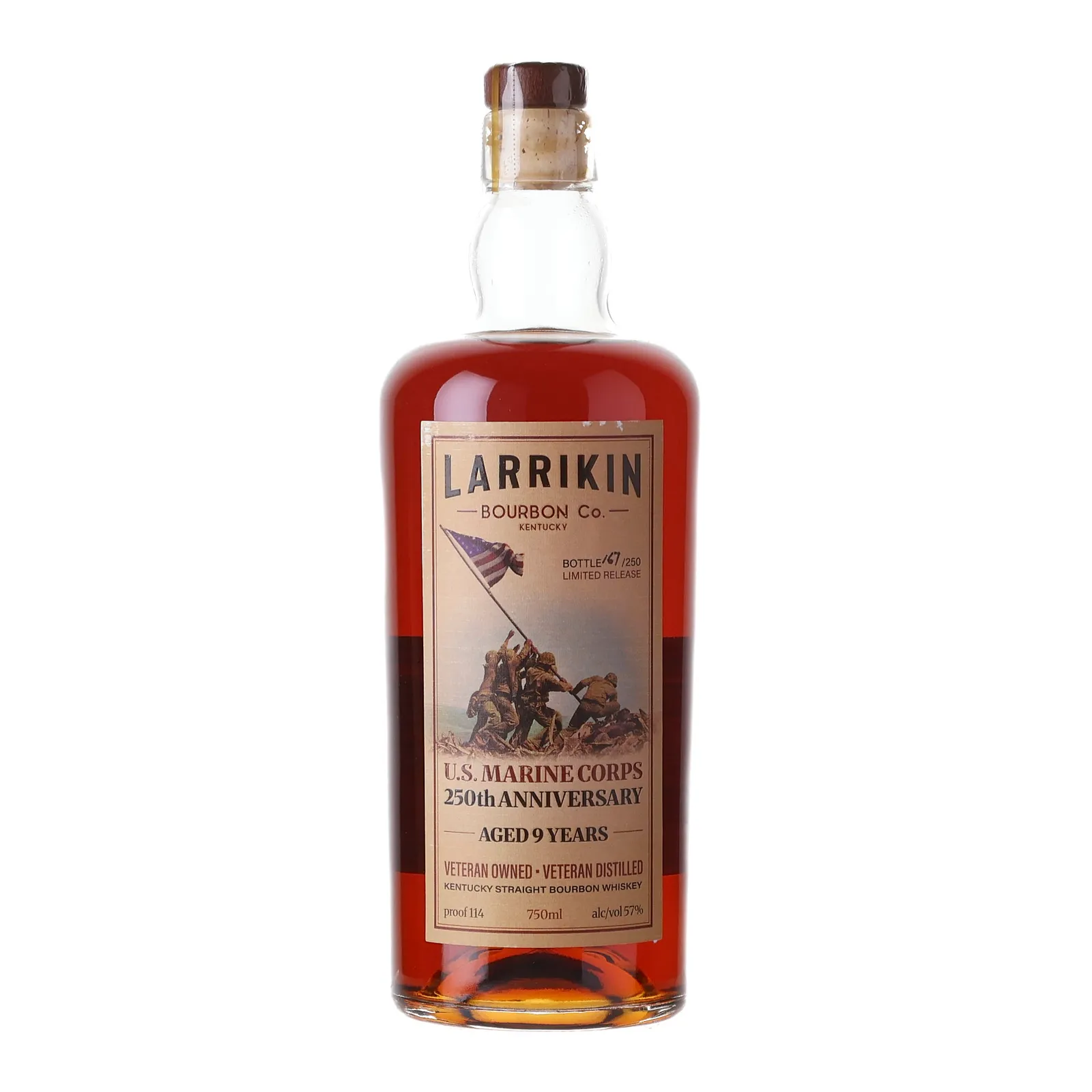Larrikin U.S. Marine Corps 250th Anniversary 9 Year Old, 57% whisky bottle