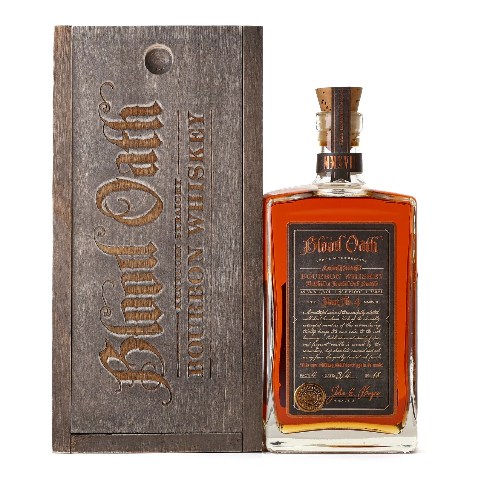 Blood Oath Pact No. 4, Toasted Oak Cask, 2018, 49.3% whisky bottle