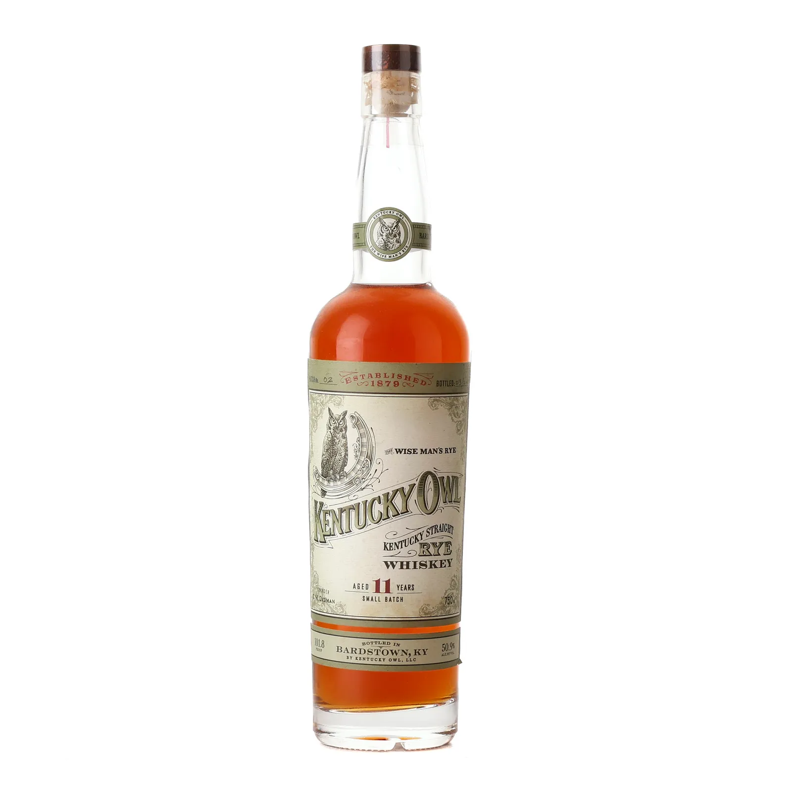 Kentucky Owl Small Batch No. Rye 11 Year Old, Batch No. 2, 2018, 50.9% whisky bottle